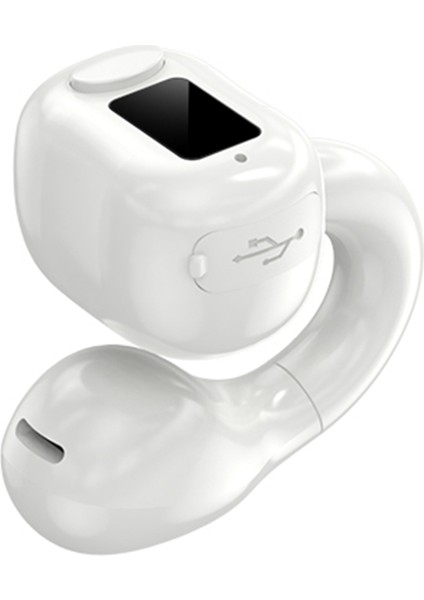 M10 Dijital Ekran Klipsli Bluetooth Kulaklık Hifi Ses Tek Kulak Bükülebilir Kulaklık - Beyaz (Yurt Dışından)