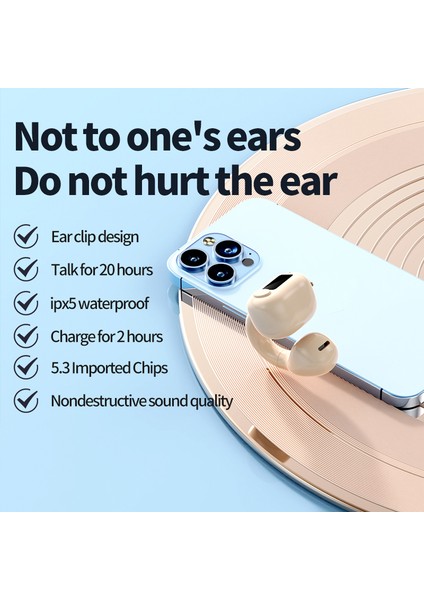 M10 Dijital Ekran Klipsli Bluetooth Kulaklık Hifi Ses Tek Kulak Bükülebilir Kulaklık - Beyaz (Yurt Dışından)