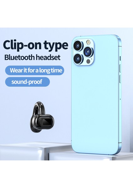 M10 Dijital Ekran Klipsli Bluetooth Kulaklık Hifi Ses Tek Kulak Bükülebilir Kulaklık - Beyaz (Yurt Dışından)