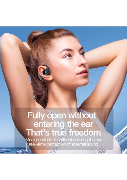 BY99 Tek Kulak Bluetooth 5.3 Kulak Kancalı Kulaklık Hava Iletimli Kulaklık - Beyaz (Yurt Dışından)