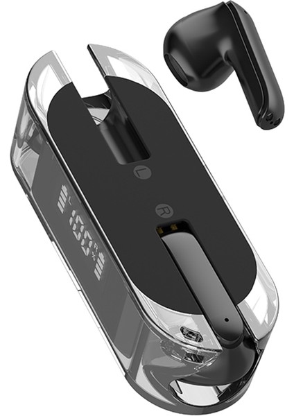 TM50 Yarım Kulak Düşük Gecikmeli Tws Kulaklık Dijital Ekranlı Spor Bluetooth Kulaklık - Siyah (Yurt Dışından)