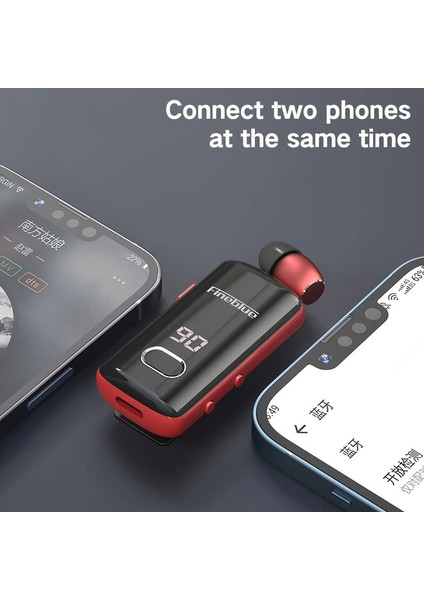 Fıneblue F580 Gelen Çağrı, Titreşim, Güç Göstergesi ile Tek Kulaklı Kablolu Iş Yaka Kulaklığı Kablosuz Bluetooth Kulaklık - Kırmızı (Yurt Dışından)