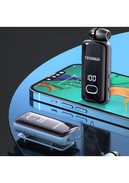 Fıneblue F580 Gelen Çağrı, Titreşim, Güç Göstergesi ile Tek Kulaklı Kablolu Iş Yaka Kulaklığı Kablosuz Bluetooth Kulaklık - Kırmızı (Yurt Dışından)