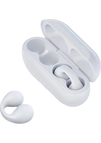Bluetooth 5.0 Kemik Iletimli Kulaklık Kablosuz Stereo Müzik Klipsi Tipi Spor Kulaklık - Beyaz (Yurt Dışından)