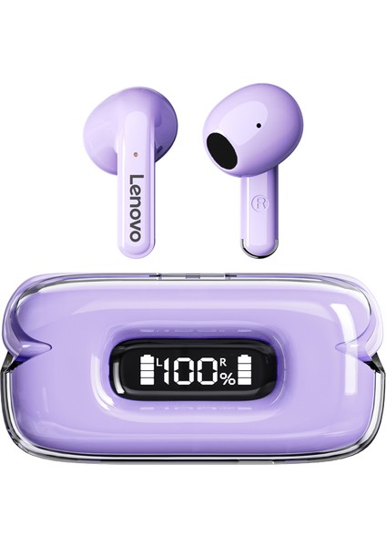 Thinkplus X15II Kablosuz Kulaklık Bluetooth 5.3 Spor Oyun Kulaklığı Güç Ekranı Tws Kulaklık - Mor (Yurt Dışından)
