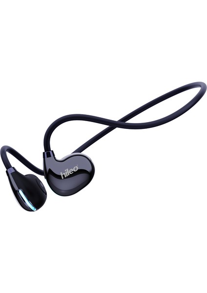 Hıleo HI73 Açık Kulak Yönlü Hava Iletimi Serin Gece Işığı ile Spor Bluetooth Kulaklık Hd Çağrı Hafif Ağrısız Kulaklık - Siyah (Yurt Dışından)