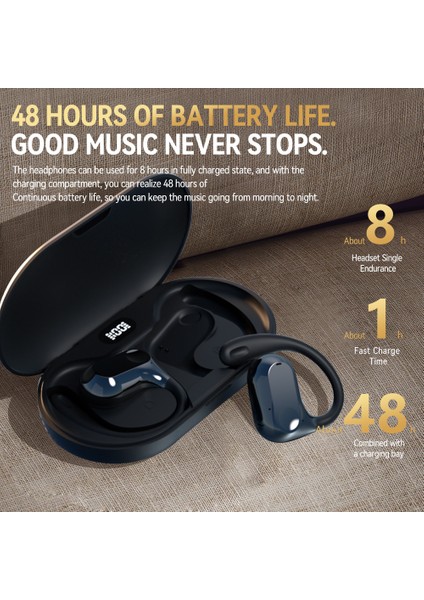 LX03 Kablosuz Bluetooth Kemik Iletimli Kulaklık Stereo Müzik Kulak Kancası Spor Kulaklığı - Pembe (Yurt Dışından)