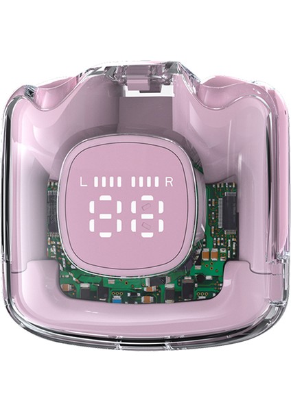 TM60 Dijital Ekranlı Bluetooth Kulaklık Şeffaf Yarım Kulak Içi Tws Kulaklıklar Düşük Gecikmeli Kulaklıklar - Pembe (Yurt Dışından)
