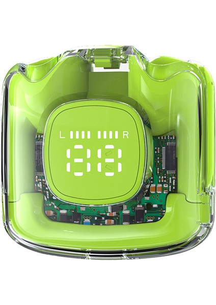 TM60 Dijital Ekranlı Bluetooth Kulaklık Şeffaf Yarım Kulak Içi Tws Kulaklıklar Düşük Gecikmeli Kulaklıklar - Yeşil (Yurt Dışından)