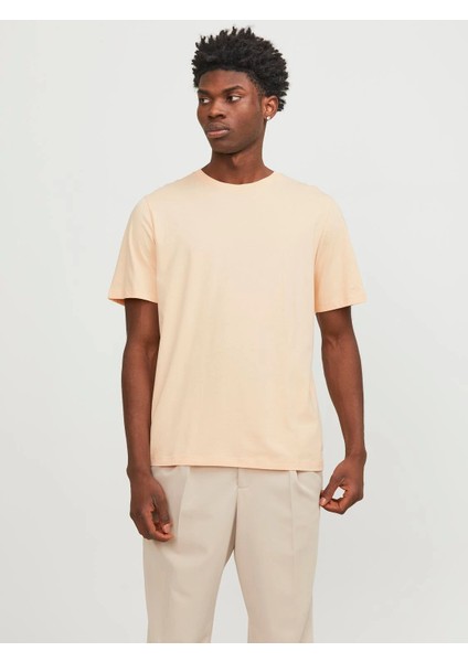 Jack & Jones Erkek  Düz Bisiklet Yaka Basic T-Shirt - Açık Turuncu