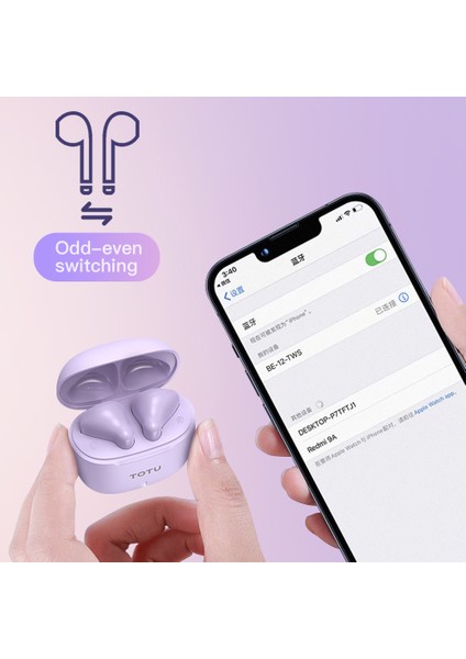 Totu Be-12-Tws Bluetooth Kulaklık Düşük Gecikmeli Kulaklık Şarj Kutulu Kablosuz Su Geçirmez Kulaklık - Mavi (Yurt Dışından)