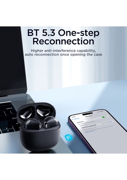 Jr-Fb1 Gerçek Kablosuz Bluetooth Kulaklık Dns Çağrı Gürültü Azaltma Yarı Kulak Içi Kulaklık - Mor (Yurt Dışından)