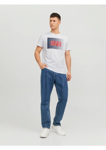 Erkek Logolu Bisiklet Yaka T-Shirt - Siyah Beyaz fiyatları