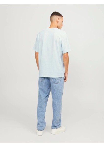 Erkek Logolu Bisiklet Yaka T-Shirt - Açık Mavi fırsatları