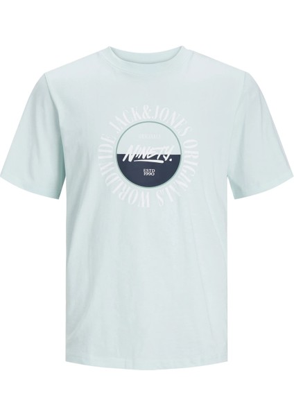 Erkek Logolu Bisiklet Yaka T-Shirt - Açık Mavi indirimleri