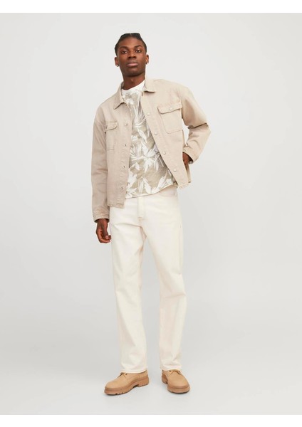 Erkek Jjejeff Aop Tee Ss Sn T-Shirt-Bej fırsatları