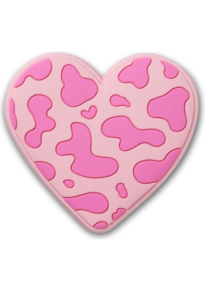 Pink Tonal Print Heart Unisex Pembe Jibbitz