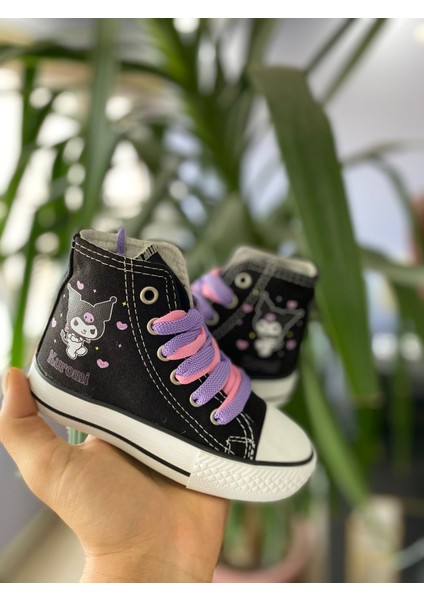 Kuromi Yıldız ve Kalp Baskılı Siyah Uzun Bilekli Günlük Spor Ayakkabı Sneaker fiyatları