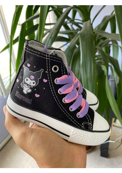 Kuromi Yıldız ve Kalp Baskılı Siyah Uzun Bilekli Günlük Spor Ayakkabı Sneaker fırsatları