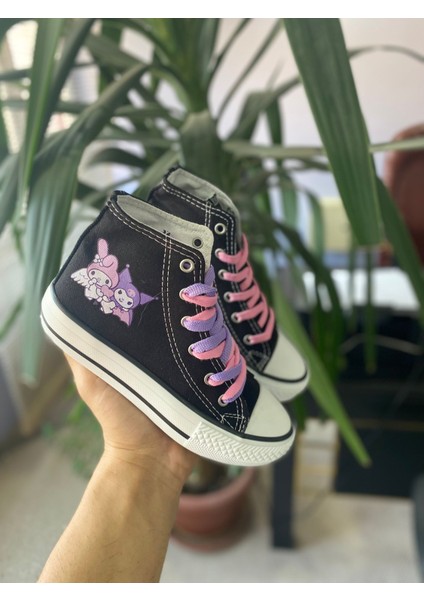 Kuromi&my Melody Baskılı Siyah Uzun Keten Bilekli Spor Ayakkabı Sneaker fiyatları