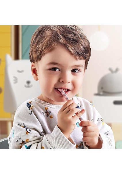 Parlaware Silikon Çocuk Pipet Tekrar Kullanılabilir, Yumuşak 4 Adet Pipet, 1 Adet Pipet Temizleyici