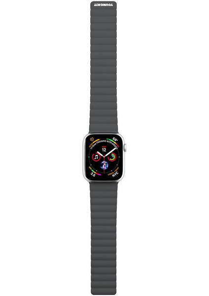 Watch 7 45MM Uyumlu Kordon Youngkit Klasik Magnetik Tak Çıkar Soft Strap Kayış Gri