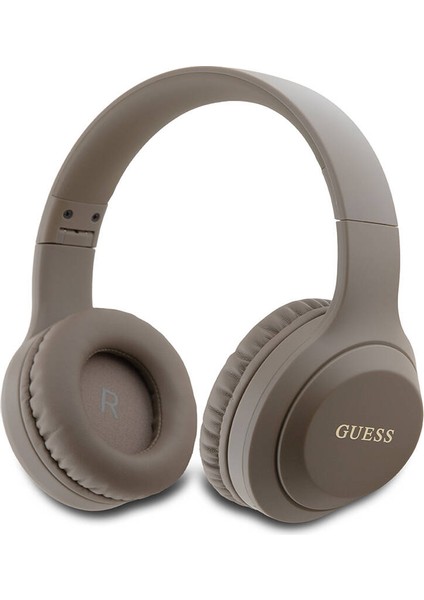 Kulak Üstü Bluetooth Kulaklık Guess Orjinal Lisanslı Katlanabilir Metal Klasik Logolu Kahverengi