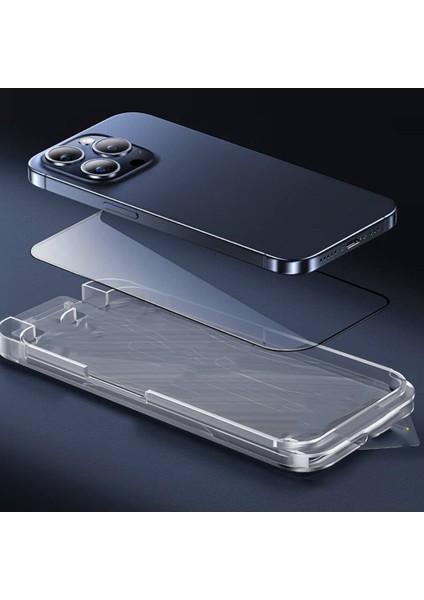 iPhone 15 Wiwu SQ-008 Oleofobik Easy İnstall Temperli Cam Ekran Koruyucu Uygulama Aparatlı