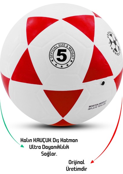 Meka Kauçuk Futbol Topu Pompalı Set Yekpare Üretim Soft Karışık Renk 380 Gram No:5