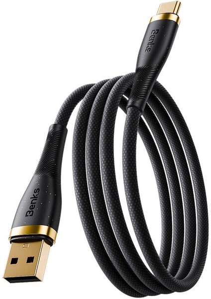 Type-C USB Şarj Kablo Benks D47 Usb-A To Type-C Pd 3.0 66W 1 Metre Siyah