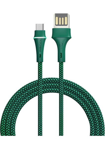 RTC-N19C Genbu Serisi Type-C USB Kablo 3A Hızlı Şarj Özellikli Şarj ve Data Kablo 1m Yeşil