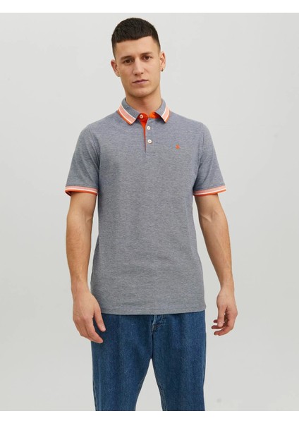 Jack & Jones Erkek Jjepaulos Polo Ss Noos Polo T-Shirt-Gri