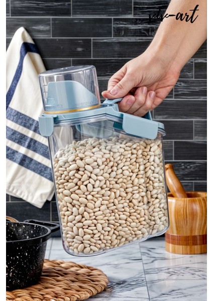 1.8 Lt Contalı Sızdırmaz Kapaklı Erzak Saklama Kabı Ölçekli Bakliyat Kabı Düzenleyici Kavanoz