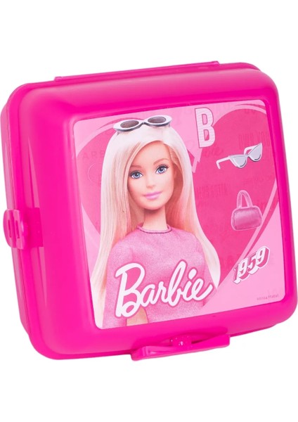 Barbie 4 Bölmeli Çocuk Beslenme Kutusu - Yemek Saklama Kabı Kaşık ve Çatallı