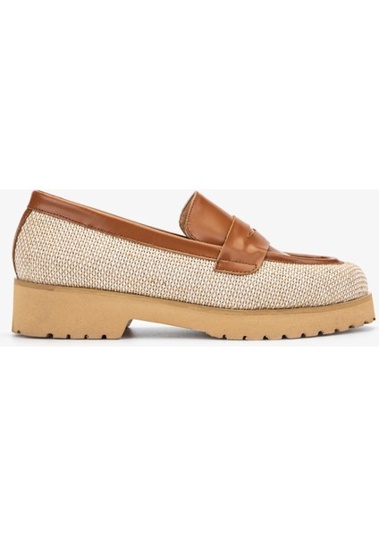 Valmenti Ewa Kadın Naturel / Taba Deri Loafer Ayakkabı 33 32503-1 Bn Ayk Y24