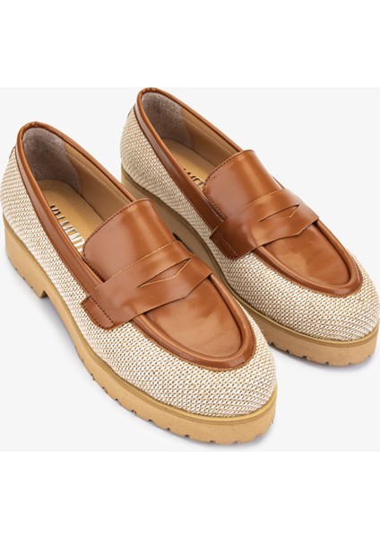 Valmenti Ewa Kadın Naturel / Taba Deri Loafer Ayakkabı 33 32503-1 Bn Ayk Y24