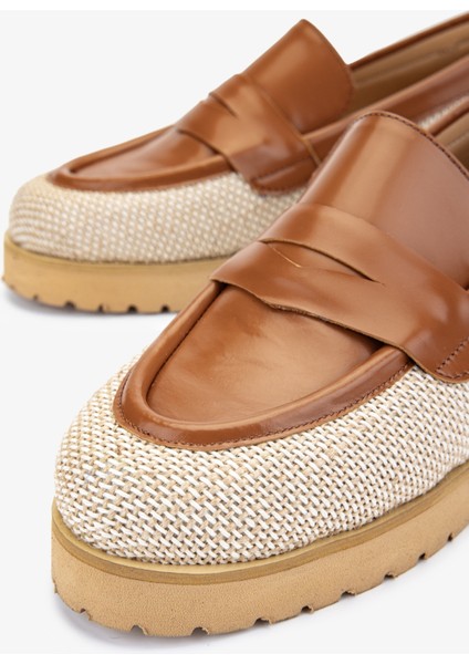 Valmenti Ewa Kadın Naturel / Taba Deri Loafer Ayakkabı 33 32503-1 Bn Ayk Y24