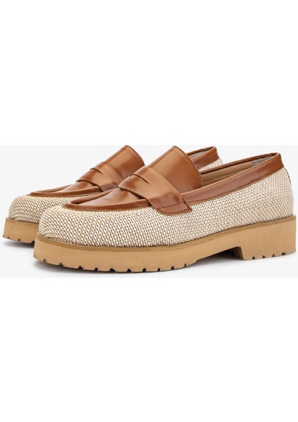 Valmenti Ewa Kadın Naturel / Taba Deri Loafer Ayakkabı 33 32503-1 Bn Ayk Y24