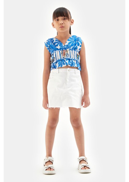 Bg Store Kız Çocuk Beyaz Etek 23SS1TJ4310