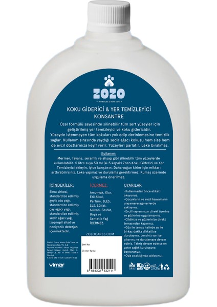 Zozo Cares Koku Giderici & Yer Temizleyici Konsantre 500 ML