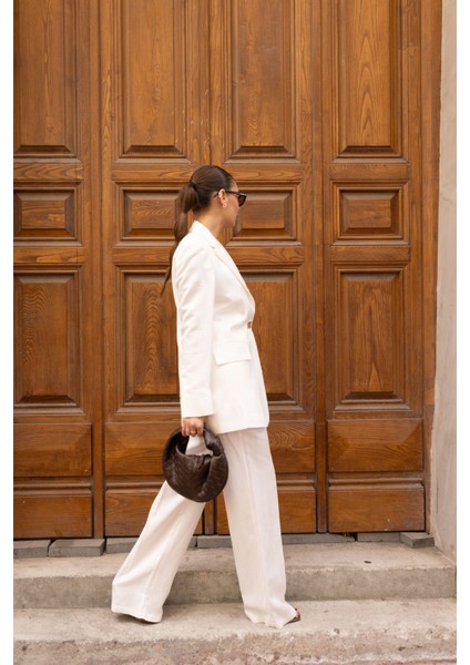 Ekru Oversize Blazer Ceket