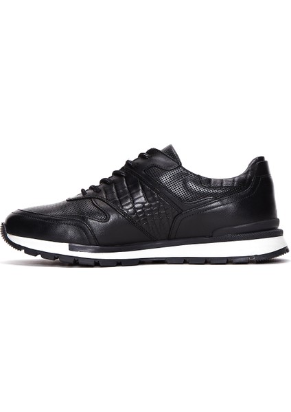 Erkek Siyah Bağcıklı Casual Sneaker 24WFD610114