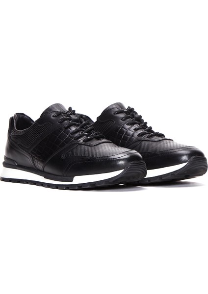 Erkek Siyah Bağcıklı Casual Sneaker 24WFD610114