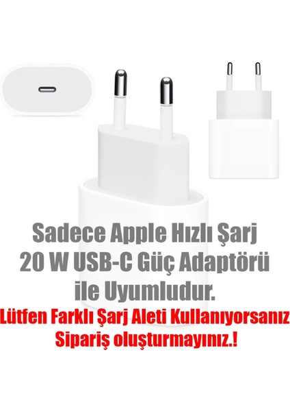 iPhone Gümüş Kalp 18W/20W Usb-C Kablo Hızlı Şarj Adaptörü Koruyucu Dayanıklı Kılıf Şarj Koruyucu Kapak