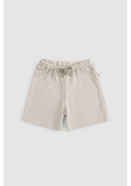 Organik Pamuk Pointel Bebek Bej Şort Takımı fırsatları