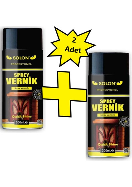 Profesyonel 200 Ml. Parlak Sprey Vernik 2 Adet