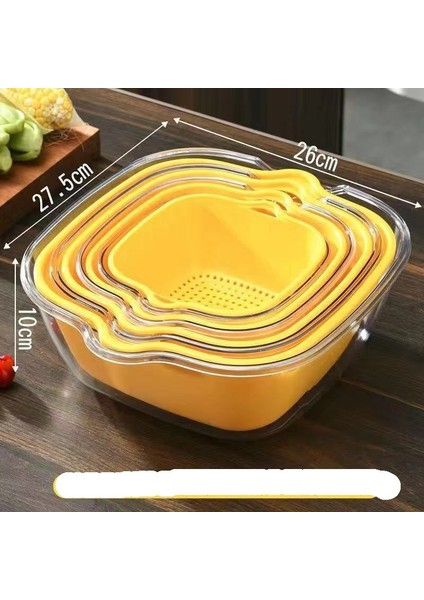 Drenaj Sepeti Sekiz Parçalı Set Çok Fonksiyonlu Mutfak Plastik Çift Katmanlı Ev Sebze Sepeti (Yurt Dışından)