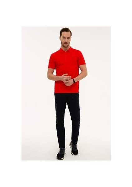 Erkek Nar Çiçeği Slim Fit Polo Yaka T-Shirt fırsatları