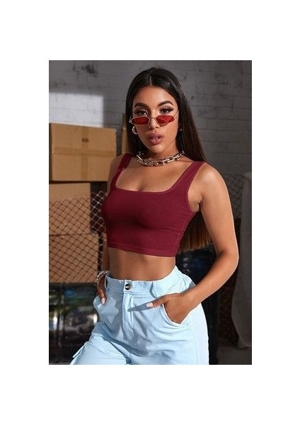 Askılı Kadın Crop Top Büstiyer, Kare Yaka Crop Top Büstiyer, Kalın Askılı Crop modelleri