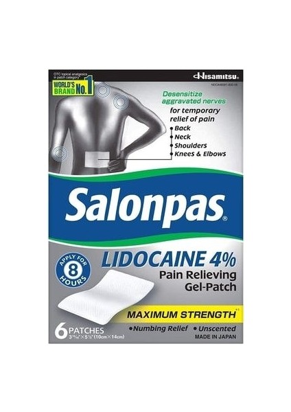 Lidocaine 4% Pain Relieving Gel Patch 6 Adet